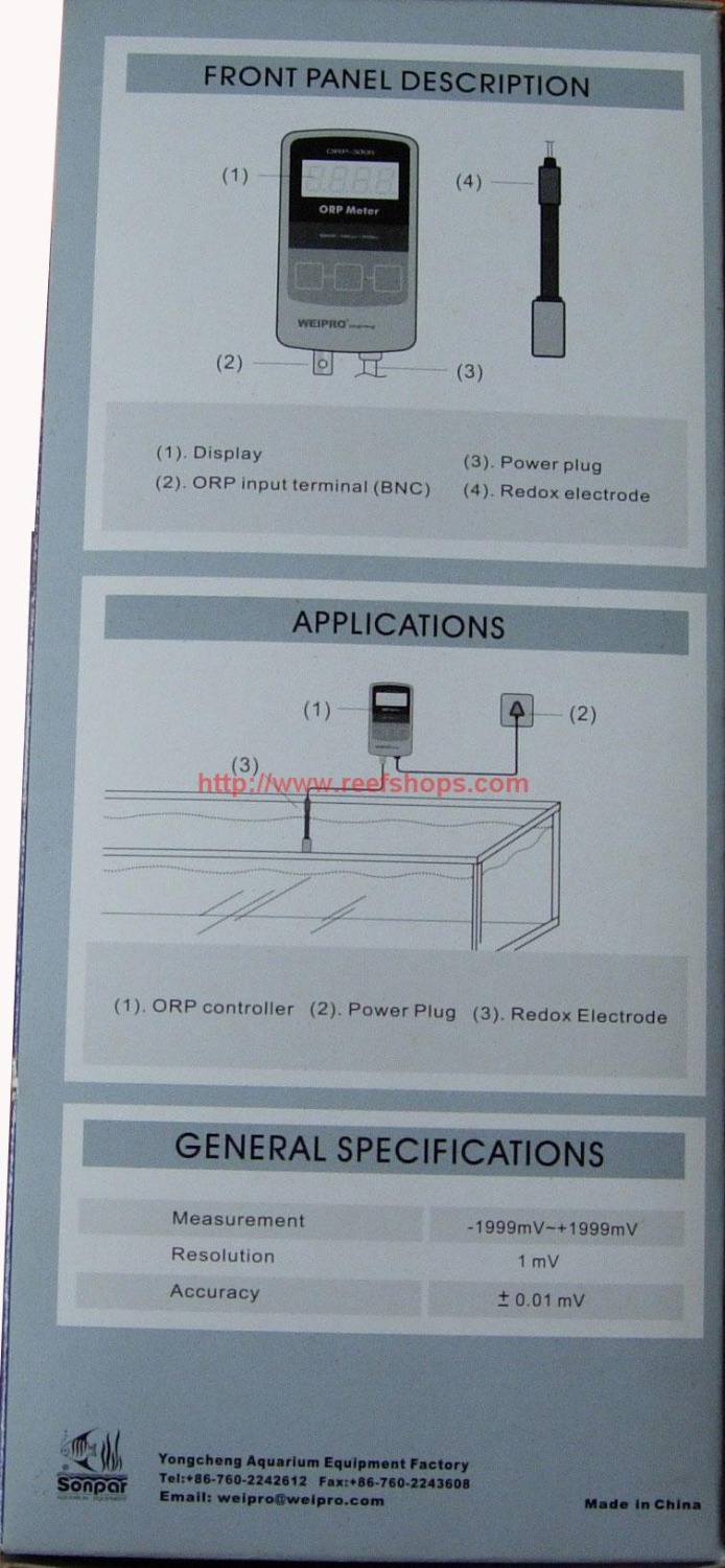Medidor de AQUARIUM ORP WEIPRO - Marine Aquarium Orp reseña y precio