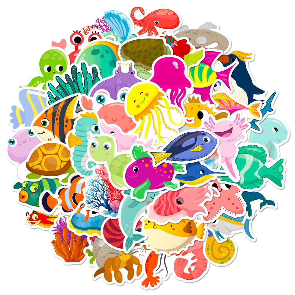50 pegatinas de vida marina -  - Marine Aquarium Orp reseña y precio